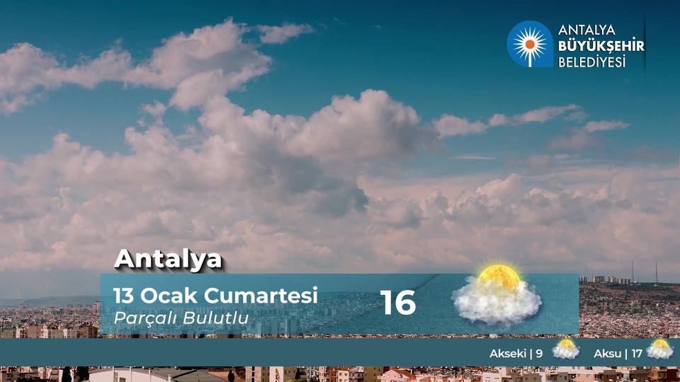 Antalya'da Cumartesi Hava Durumu: En yüksek sıcaklık 16 derece, kısmen bulutlu bir gün!