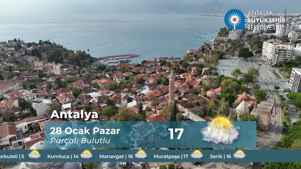 Antalya için Hava Durumu Tahmini: Parçalı Bulutlu ve 17 Derece
