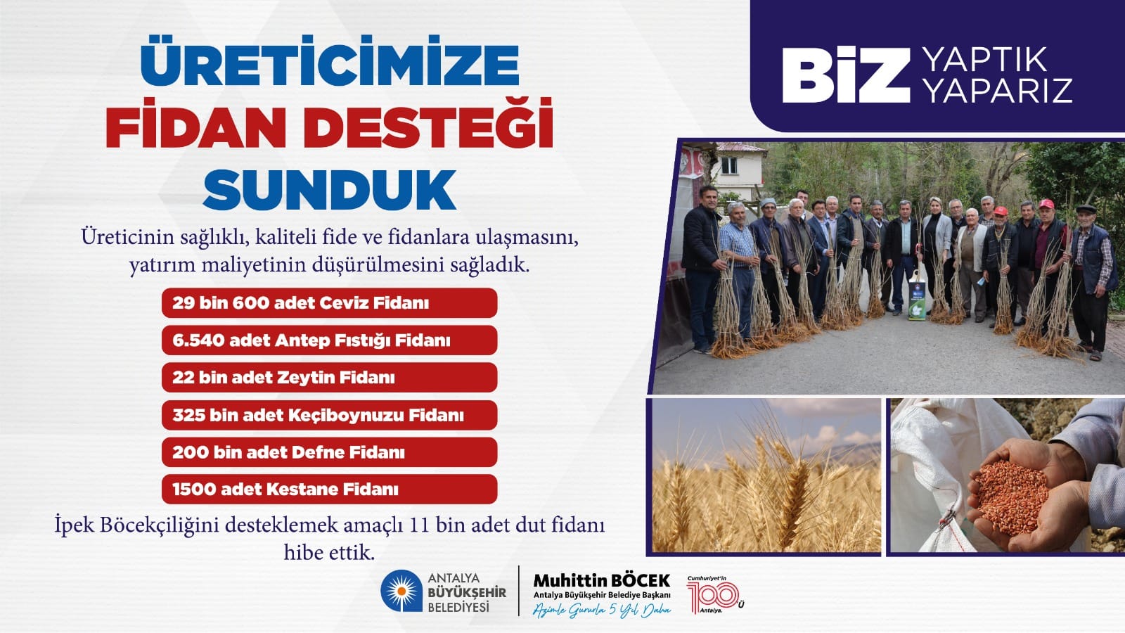 Antalya Büyükşehir Belediyesi Yerel Üreticilere Fidan Yardımı Yapıyor
