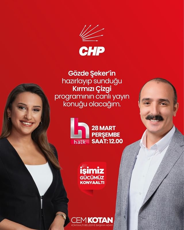 CHP Antalya İl Başkanı Cem Kotan, Kırmızı Çizgi programının canlı yayın konuğu olacak.