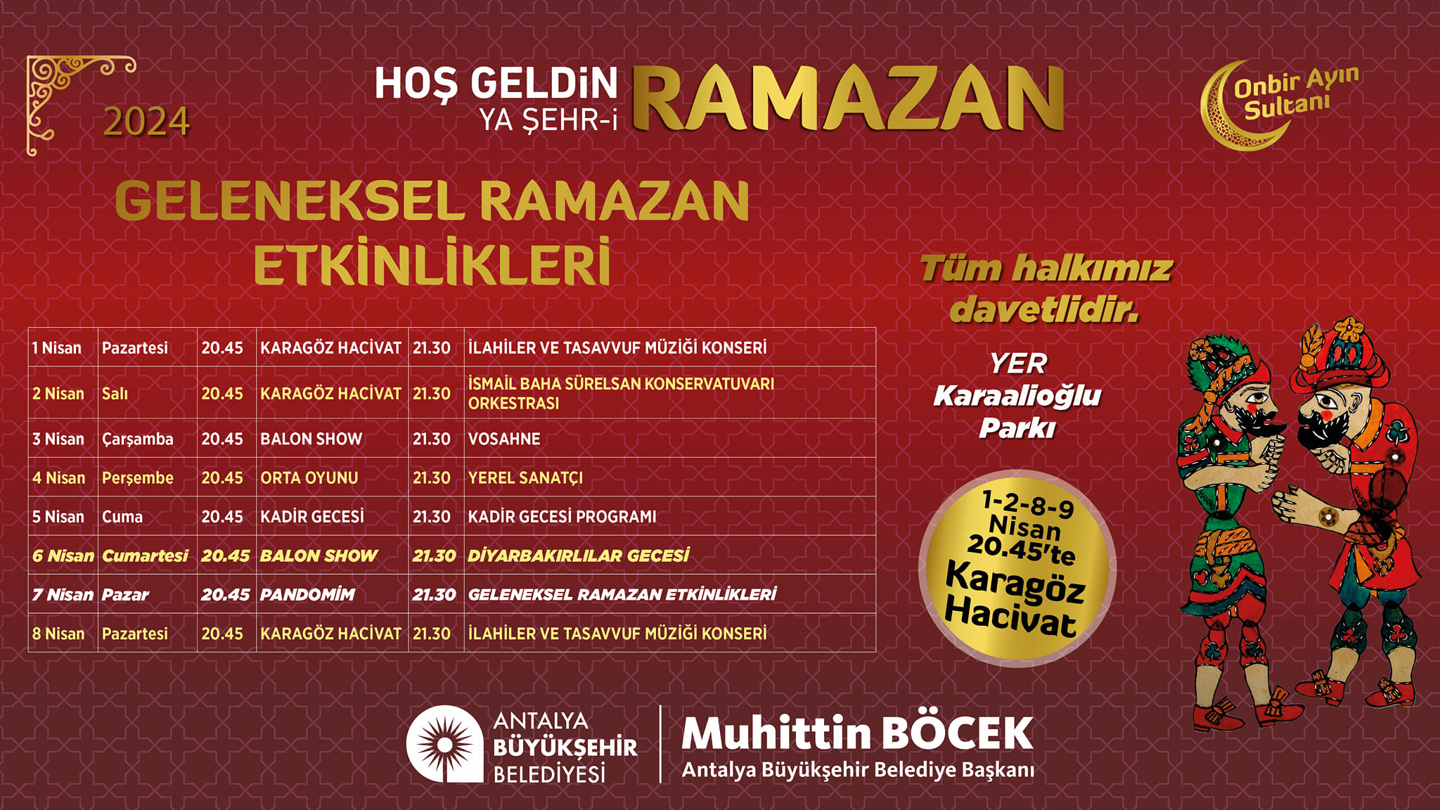 Antalya Büyükşehir Belediyesi, Karaalioğlu Parkı'nda Geleneksel Ramazan Etkinlikleri düzenliyor.