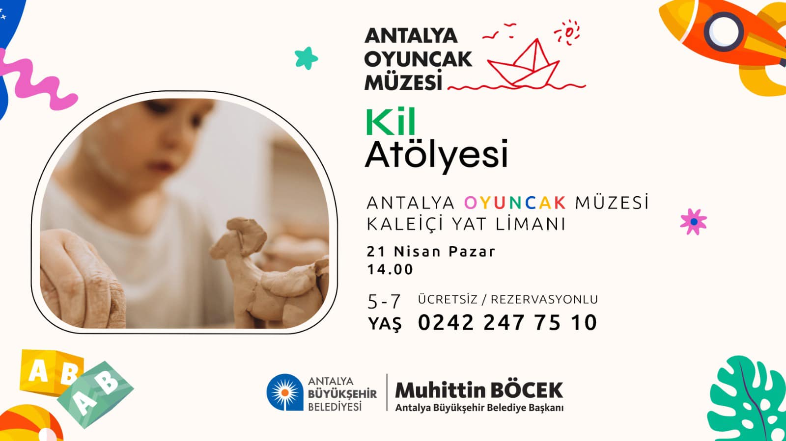 Antalya Büyükşehir Belediyesi, Çocukları Yaratıcılığa Teşvik Eden Kil Atölyesi Düzenliyor