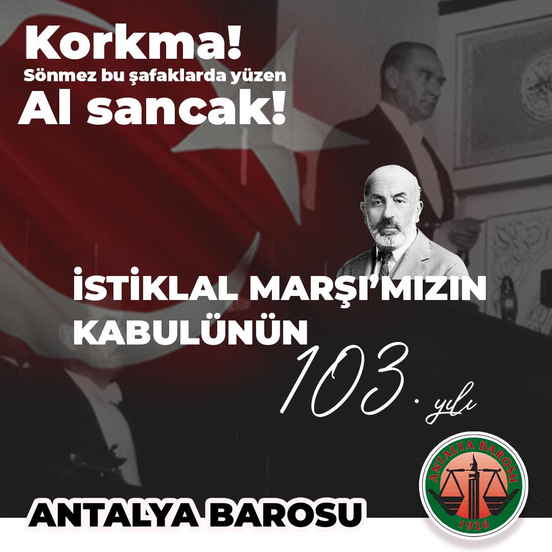 İstiklal Marşı'nın 103. Yıldönümü Antalya'da coşkuyla kutlandı